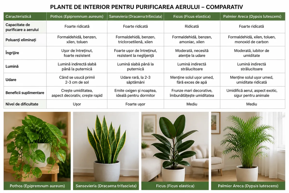 cele mai bune plante de apartament pentru aer curat